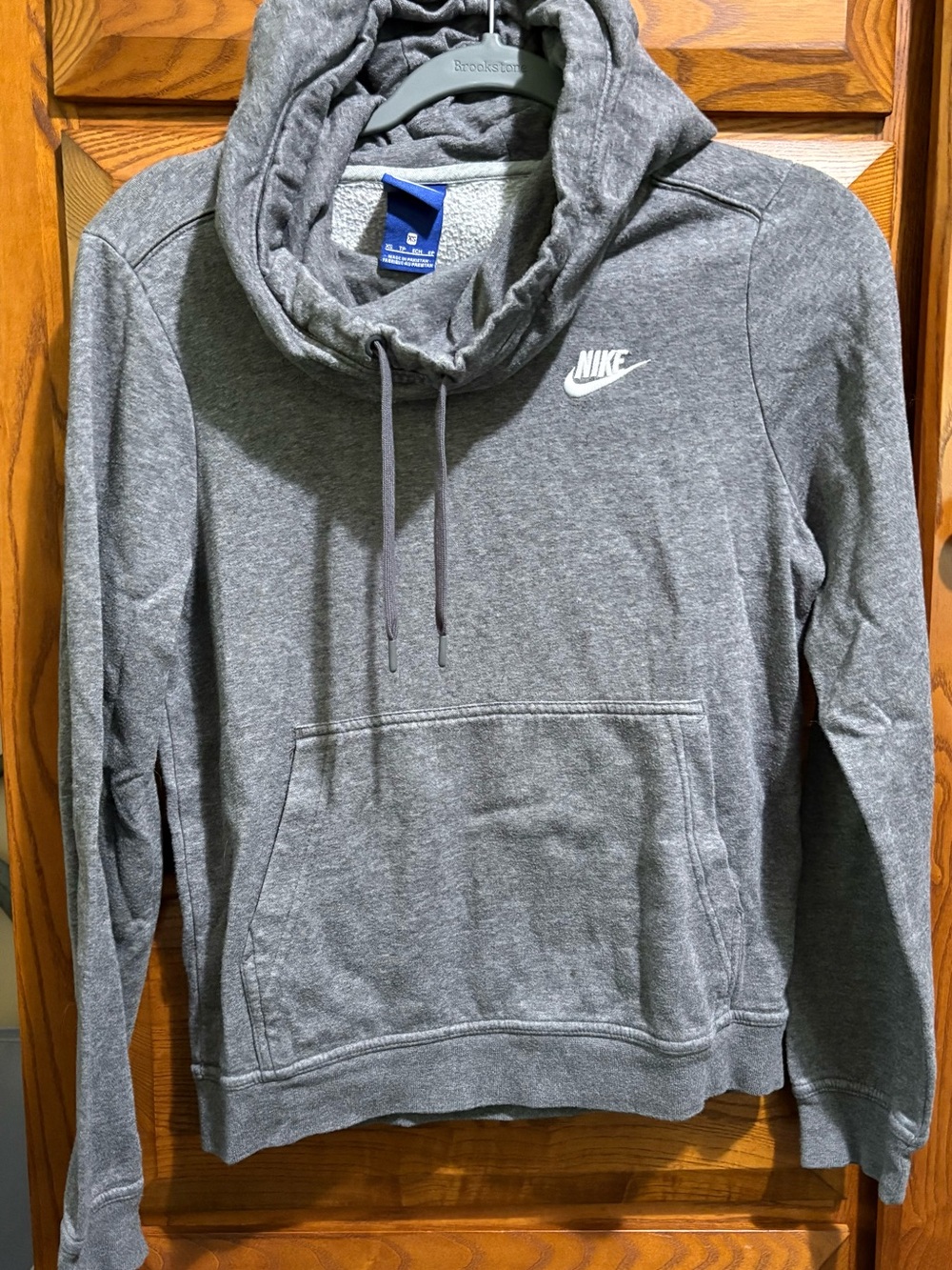 Nike Gray Pullover Hoodie with Drawstring Funnel Neck